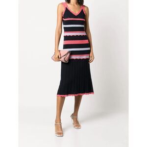MILLY‎ Striped Sleeveless Knit Midi Dress Small